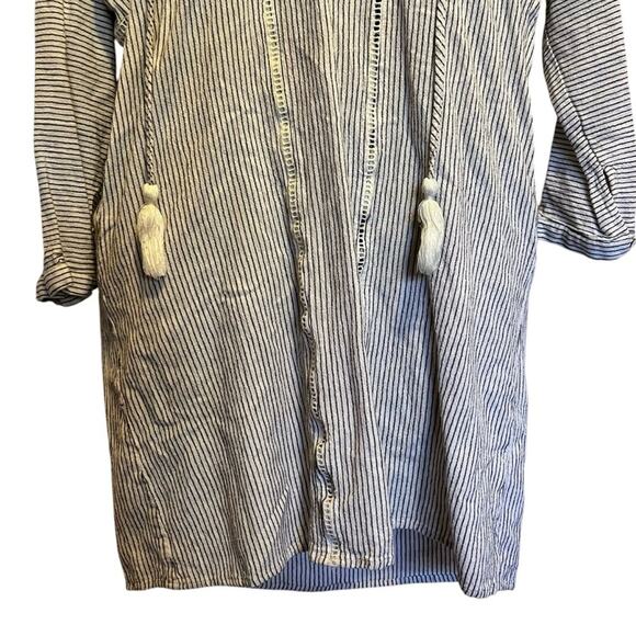 Solito Cotton Striped Beach Swim Cover-Up Tunic Hooded Pockets Resortwear M - Picture 4 of 12